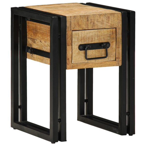 Mesa auxiliar con cajón madera de mango negra 30x30x40 cm M 4