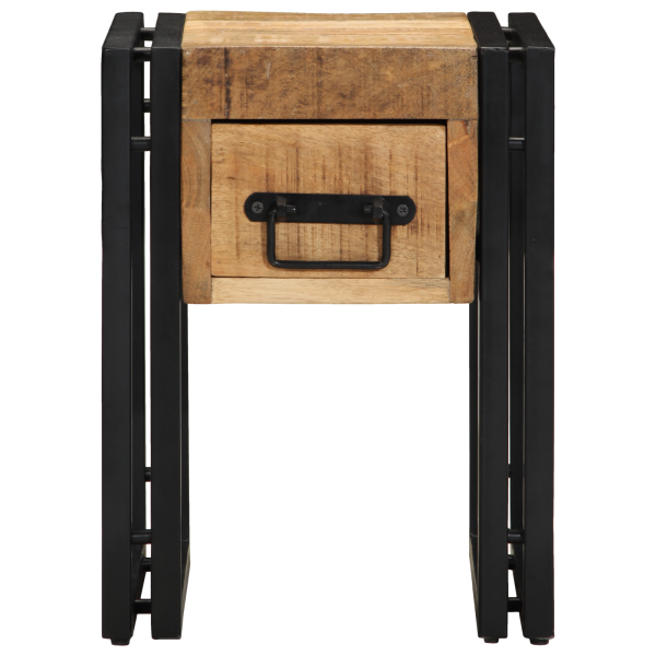 Mesa auxiliar con cajón madera de mango negra 30x30x40 cm M 5