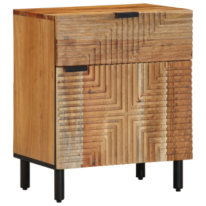 Mesita de noche de madera maciza de acacia 50x33x60 cm H