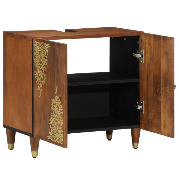 Armario Lavabo Marrón miel con detalles dorados Madera Maciza M 2