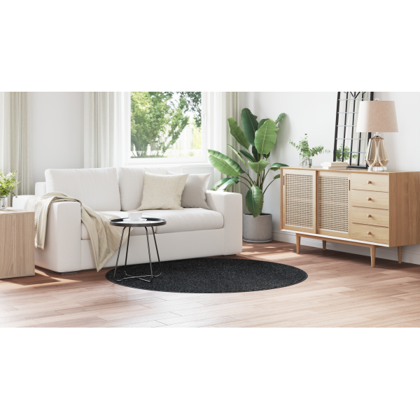 Tapete Shaggy com Fundo de Látex Cinza Escuro ø160 cm M 4