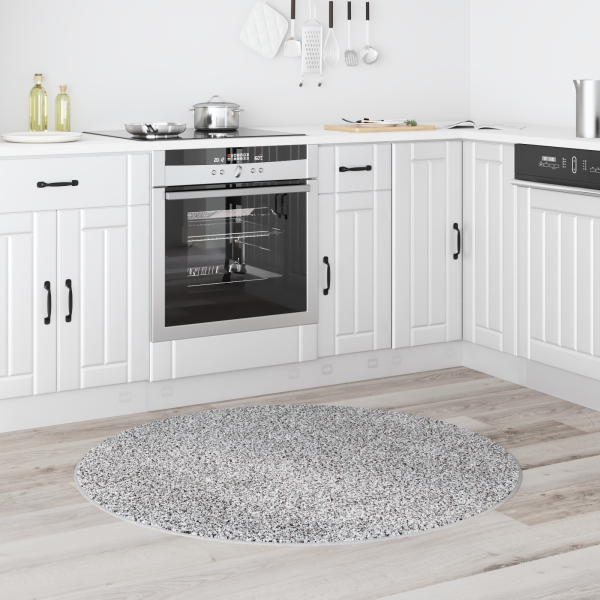 Tapete Shaggy  com Base em Latex Cinza ø120 cm M 3