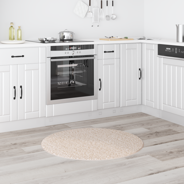 Alfombra Shaggy con respaldo de látex Crema ø90 cm M 3