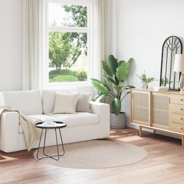 Alfombra Peluda de  con Base de Látex Crema ø160 cm D