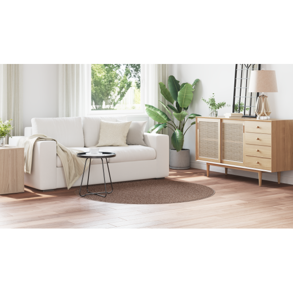 Alfombra Shaggy con respaldo de látex Marrón ø160 cm M 4