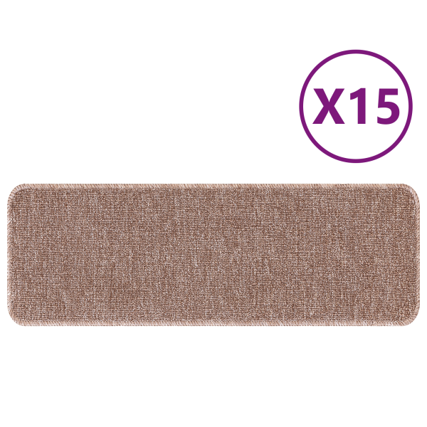 Tapetes para Escadas  com Base em Látex Castanho Claro 25x60 cm M 3