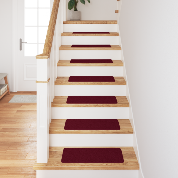 Alfombrillas de escalera con base de látex burdeos 25x60 cm M 4