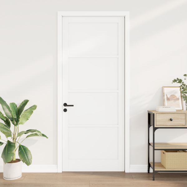 Puerta Interior 'ORKDAL'Blanca 93x232x4 cm de Madera Sólida de Pino M 4