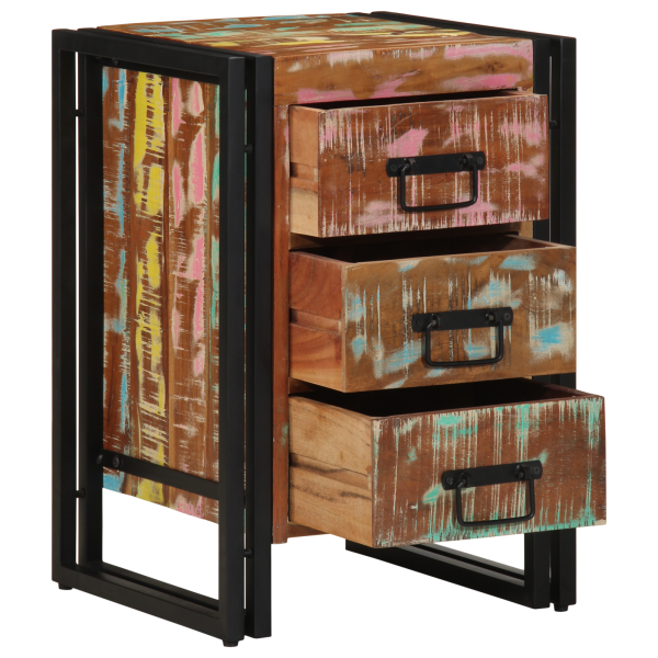 Mesa de centro de madera maciza reciclada multicolor 40x35x50 cm D