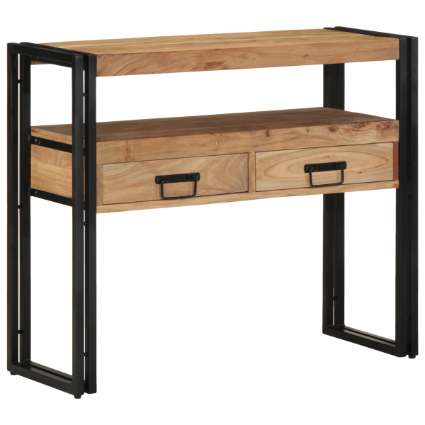 Mesa de Consola  Negra 90x33x75 cm de Madera Maciza de Acacia y Metal D