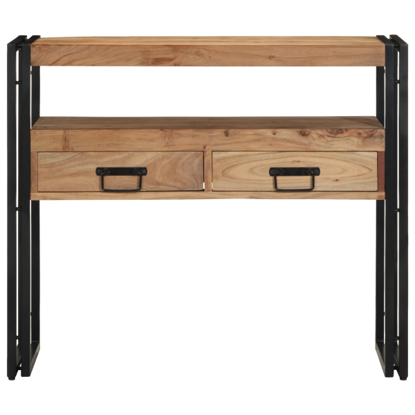 Mesa de Consola  Negra 90x33x75 cm de Madera Maciza de Acacia y Metal M 5