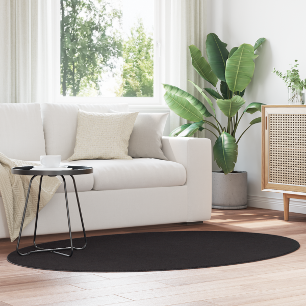 Alfombra ovalada HUARTE negra 120x170 cm D