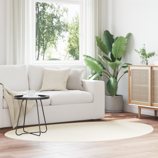 Alfombra HUARTE de pelo corto. suave y lavable crema 120x170 cm D