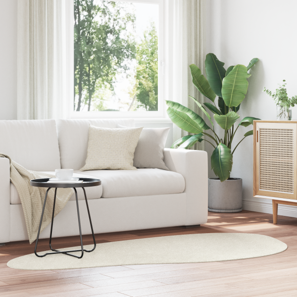 alfombra HUARTE de pelo corto. suave y lavable en crema 100x200 cm D