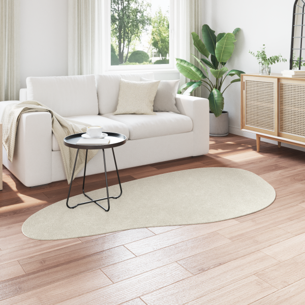 alfombra HUARTE de pelo corto. suave y lavable en crema 100x200 cm M 3