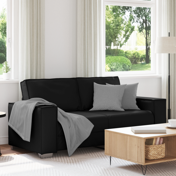 Sofá Loveseat  Negro de Cuero Sintético 140 cm M 4