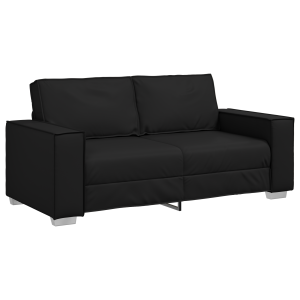 Sofá Loveseat  Negro de Cuero Sintético 140 cm H