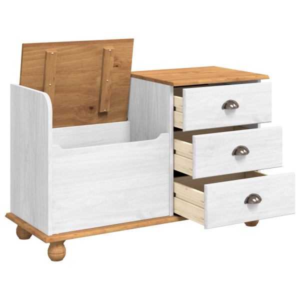 Banco de Almacenamiento para Entrada ASKIM Blanco 100x39x62 cm Madera Sólida de Pino M 5