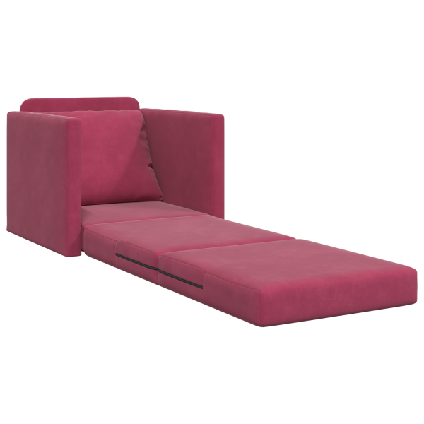 Sofa-cama Floor 2 em 1 Vermelho Vinho 74x77x81 cm Veludo M 4