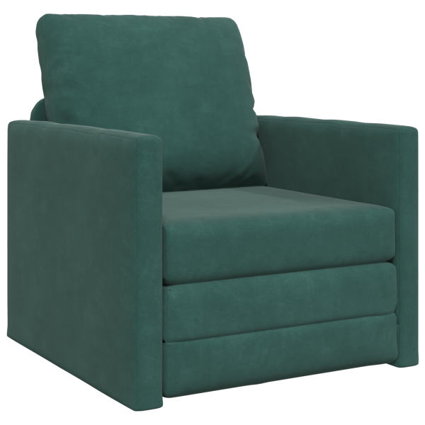 Sofá Cama 2 em 1 Verde Escuro 74x77x81 cm Veludo M 2