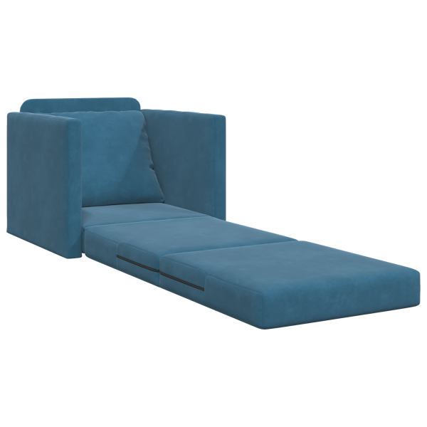 Sofá Cama 2-en-1 Azul 74x77x81 cm de Terciopelo M 4