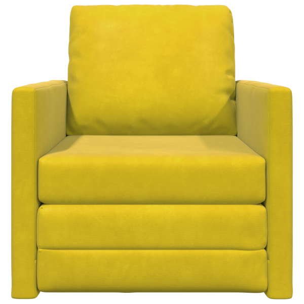 Sofá Cama para Chão 2 em 1 Amarelo Escuro 74x77x81 cm Veludo M 5