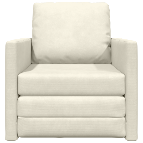 Sofá-cama 2-em-1 Creme 74x77x81 cm Veludo M 5