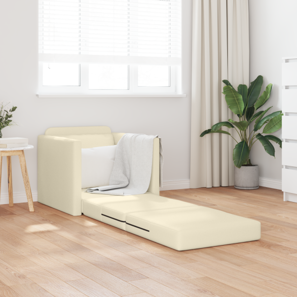 Sofá cama 2 en 1 crema 74x77x81 cm cuero sintético M 3
