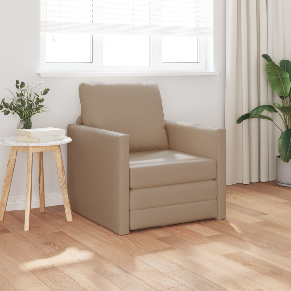 Sofá cama 2 en 1 Cappuccino 74x77x81 cm de cuero sintético D