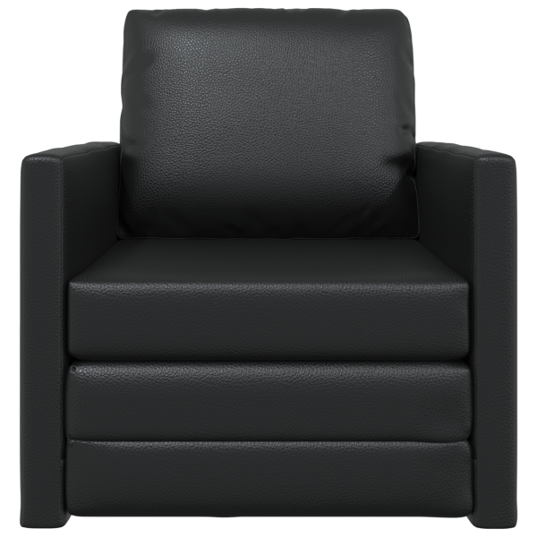 Sofá-Cama de Piso 2-em-1 Preto 74x77x81 cm Couro Sintético M 5