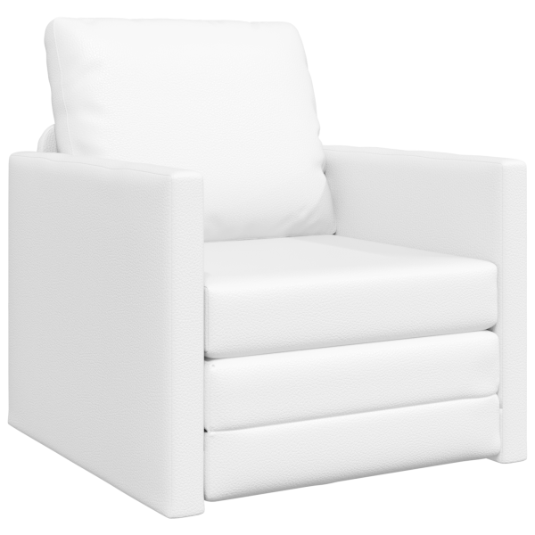 Sofá Cama de Chão 2 em 1 Branco 74x77x81 cm Couro Sintético M 2