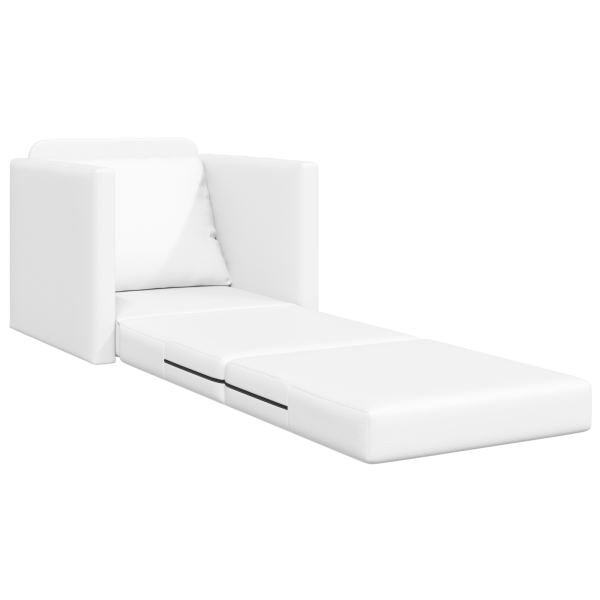 Sofá Cama de Chão 2 em 1 Branco 74x77x81 cm Couro Sintético M 4