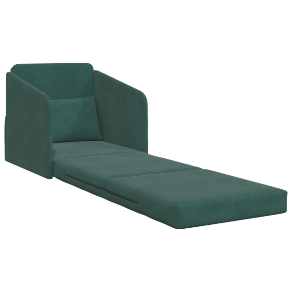 Sofá-Cama 2 em 1 Verde Escuro 65x80x83 cm de Veludo M 4