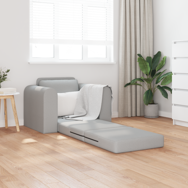 Sofá-Cama de Chão 2-em-1 Cinzento Nuvem 98x71x83 cm Tecido M 3