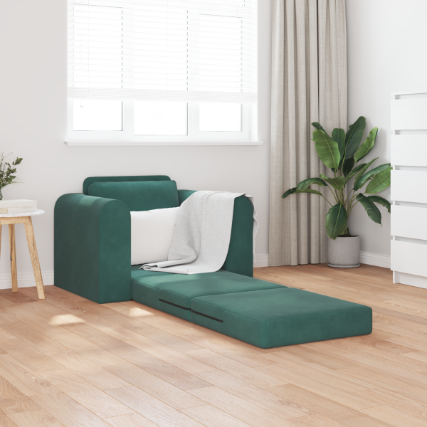 Sofá Cama de Chão 2 em 1 Verde Escuro 98x71x83 cm Veludo M 3