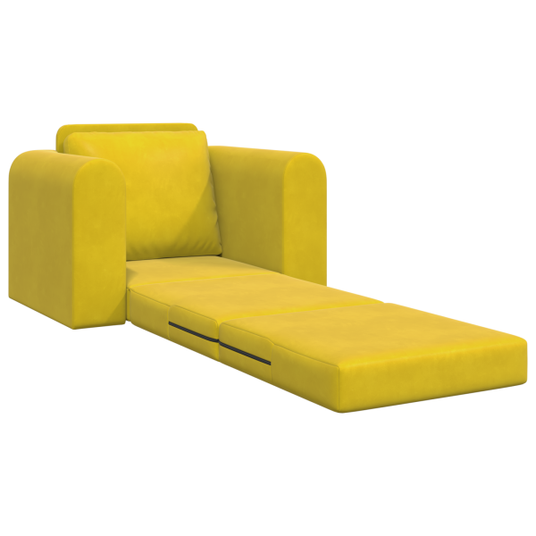 Sofá Cama 2-em-1 Amarelo 98x71x83 cm Veludo M 4