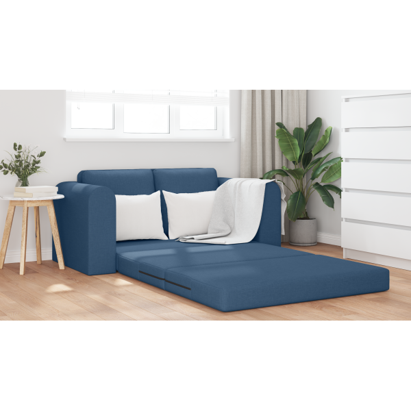 Sofá Cama 2 em 1 Azul 148x71x83 cm Tecido M 4