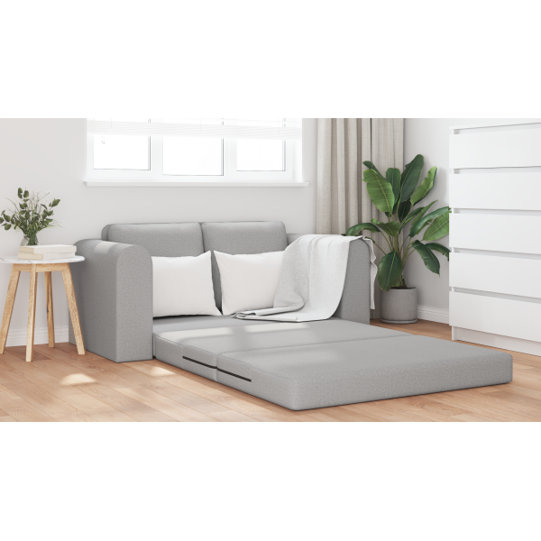 Sofá-Cama de Chão 2-em-1 Cinzento Nublado 148x71x83 cm Tecido M 4