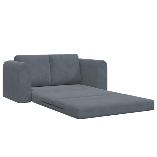 Sofá Cama de Chão 2 em 1 Cinza Escuro 148x71x83 cm Veludo M 5