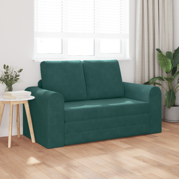Sofá Cama 2 em 1 Verde Escuro 148x71x83 cm em Veludo M 3