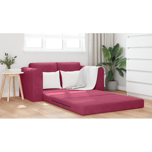 Sofá-cama 2 em 1 Bordô 148x71x83 cm Veludo M 4