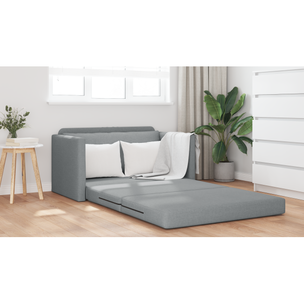 Sofá Cama de Chão 2-em-1 Cinza Claro 124x71x78 cm Tecido M 4