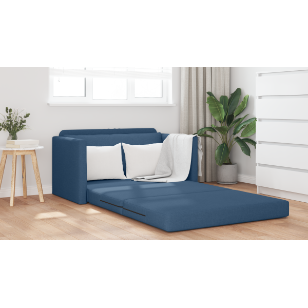Sofá cama de suelo 2 en 1 Azul 124x71x78 cm Tela M 4