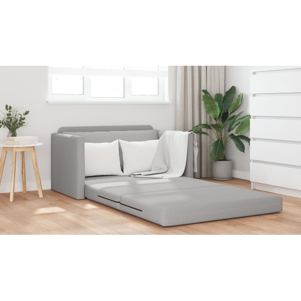Sofá Cama de Piso 2 en 1 Gris Claro 124x71x78 cm Tela de M 4