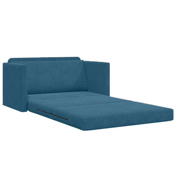 Sofá de chão-cama 2 em 1 Azul 124x204x61 cm Veludo M 5