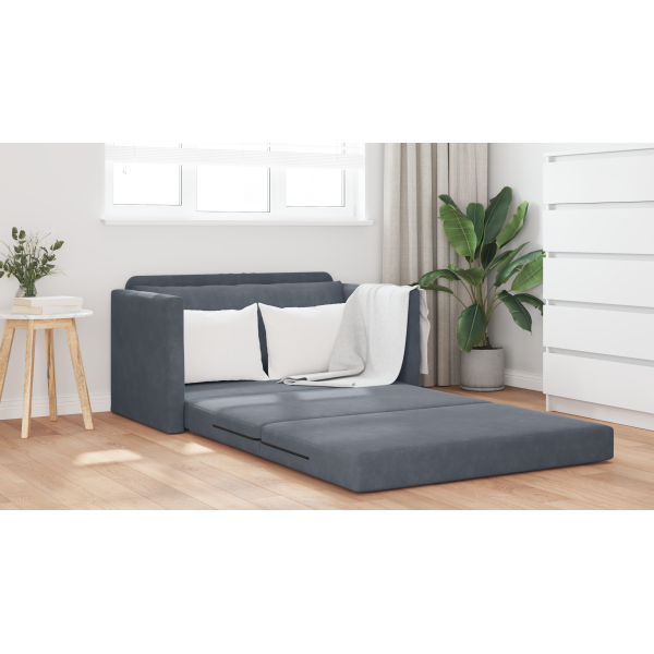 Sofá cama de suelo 2 en 1 Gris oscuro 124x204x61 cm Terciopelo M 4