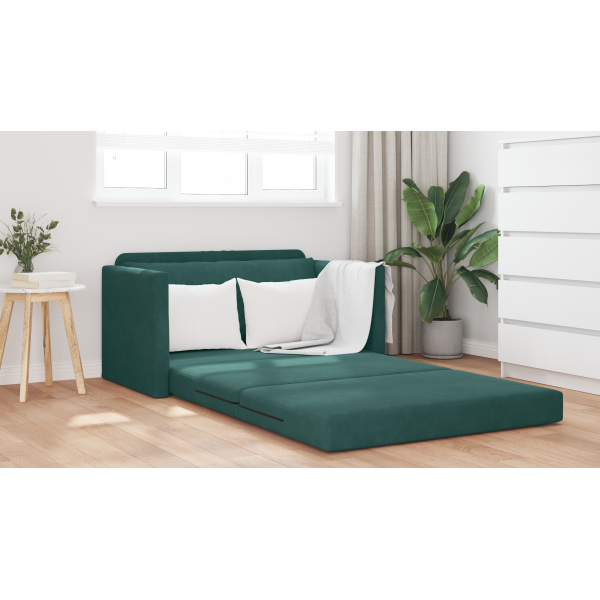 Sofá cama de suelo 2 en 1 verde oscuro 124x204x61 cm terciopelo M 4