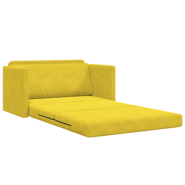 Sofá de Piso Cama 2-en-1 Amarillo 124x204x61 cm Terciopelo M 5