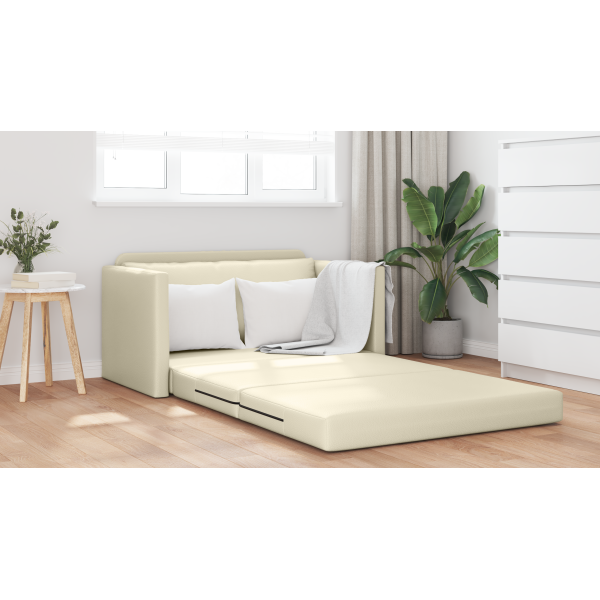 Sofá cama 2 en 1 Crema 124x71x78 cm de piel sintética M 4