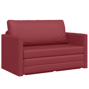 Sofá Chão Cama 2 em 1 Vinho Vermelho 124x71x78 cm Couro Sintético H